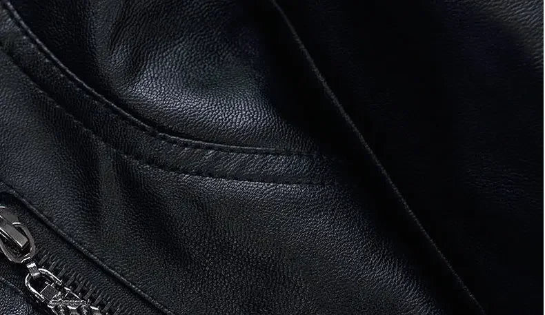 Motorcycle Leather Jacket Large Coat Woman Pi-Mart