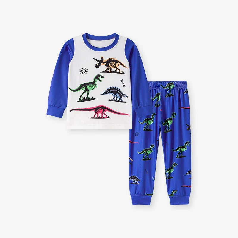 Dinosaur Kids Pajama Set – Long Sleeve Shirt and Pants, Cartoon Dino Design