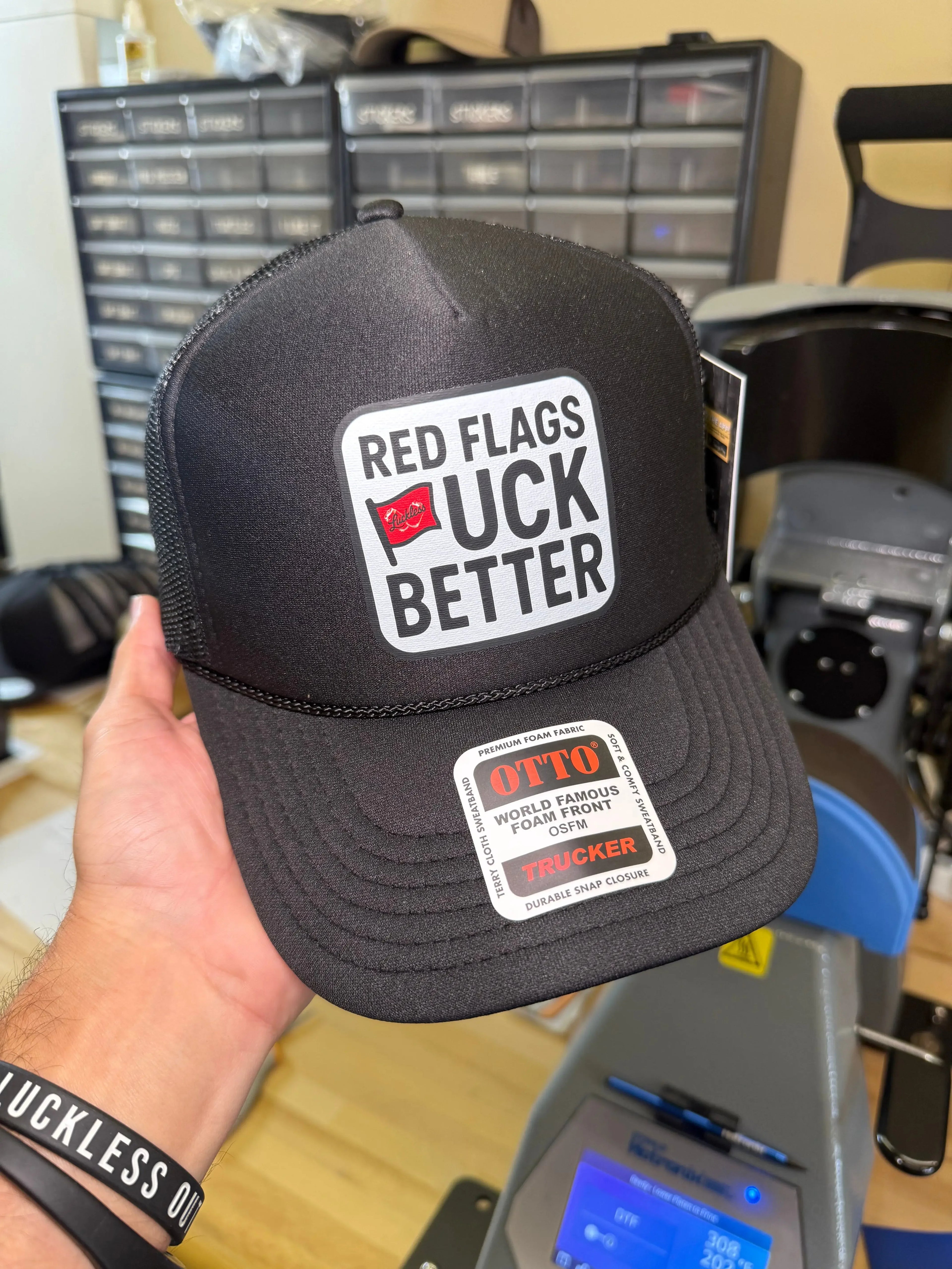 Red Flags F Better Trucker Hat Luckless Outfitters