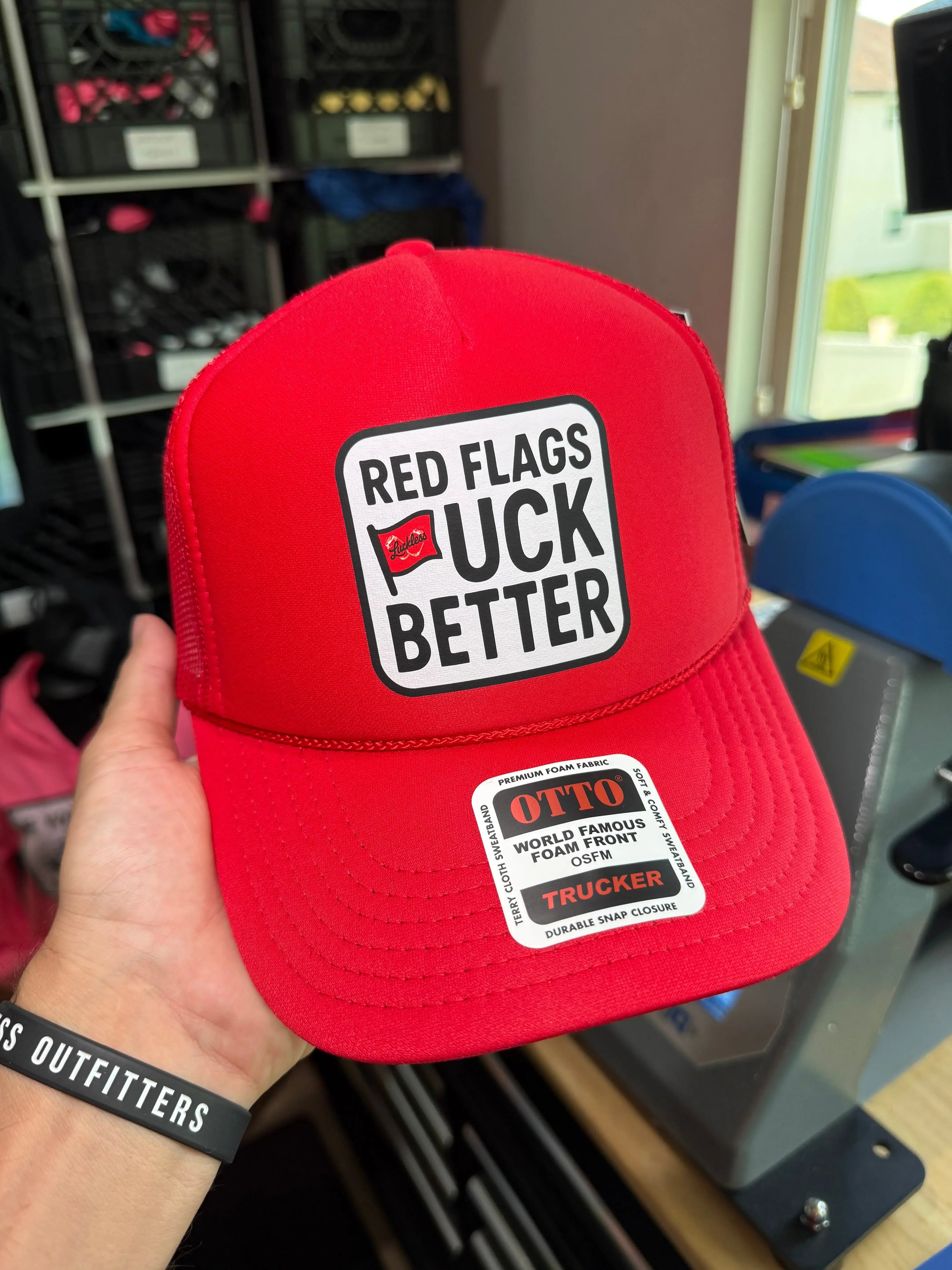 Red Flags F Better Trucker Hat Luckless Outfitters