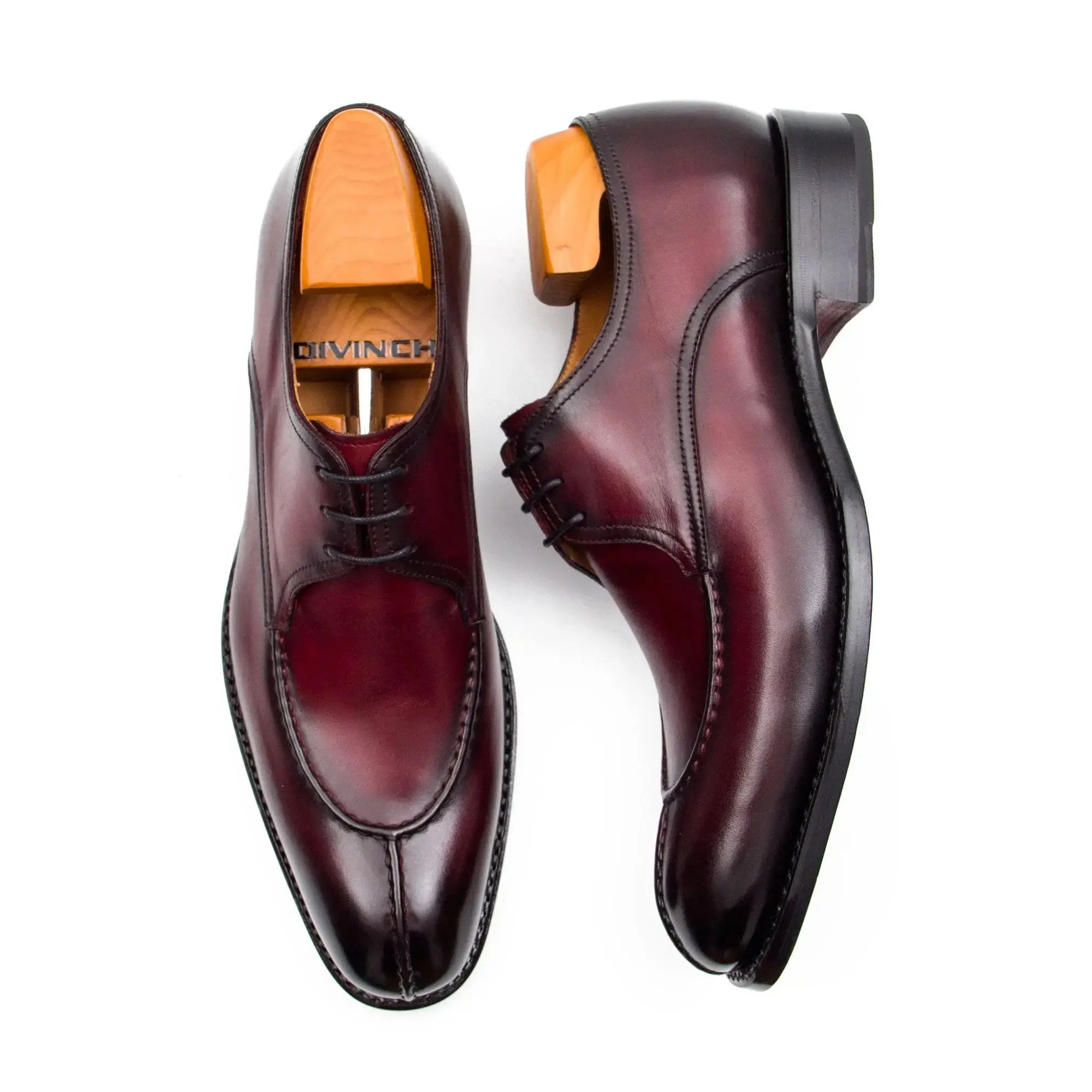 Burgundy leather Derby shoes Divinch