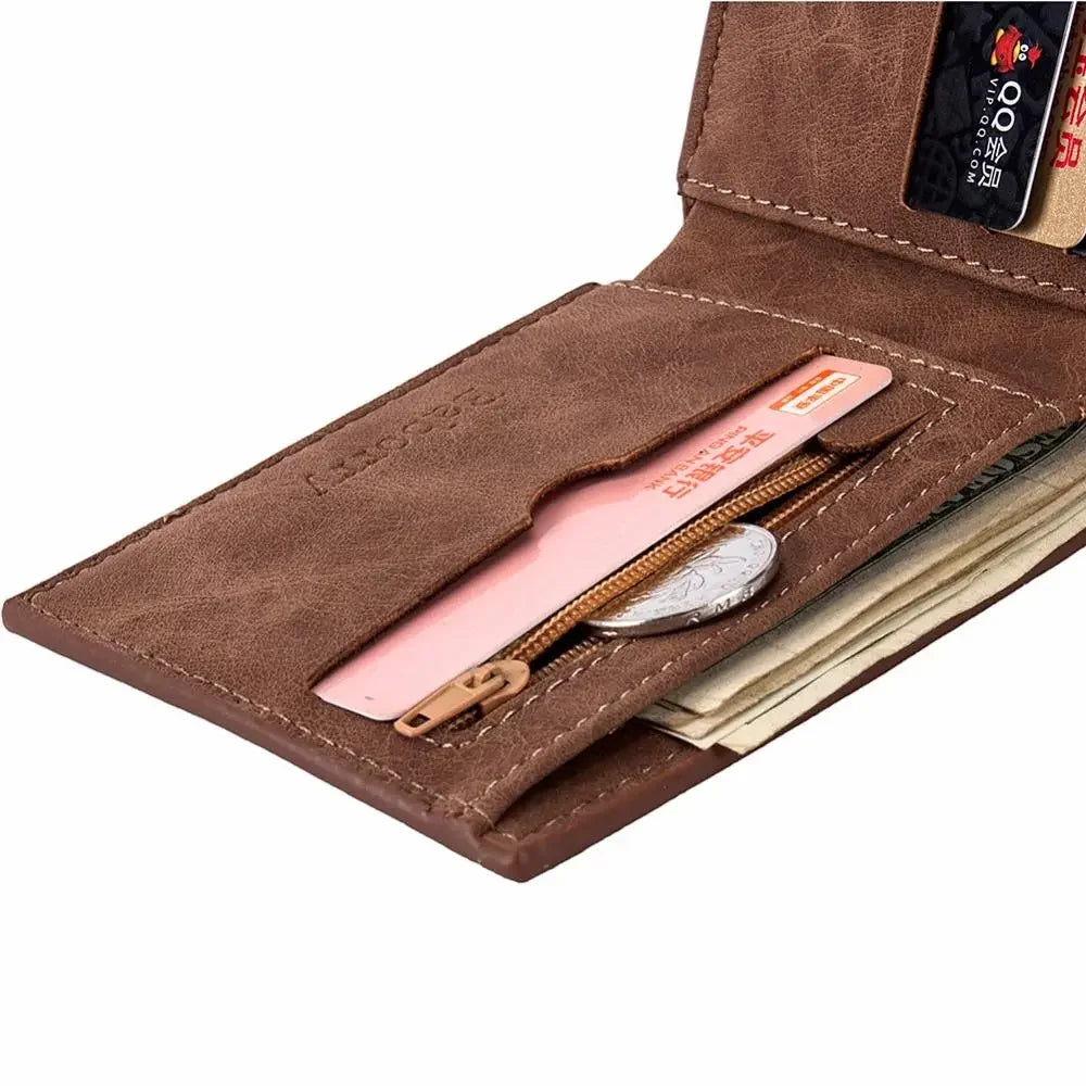 Men's Suede Wallet with Coin Bag Zipper Gentleman.Clothing