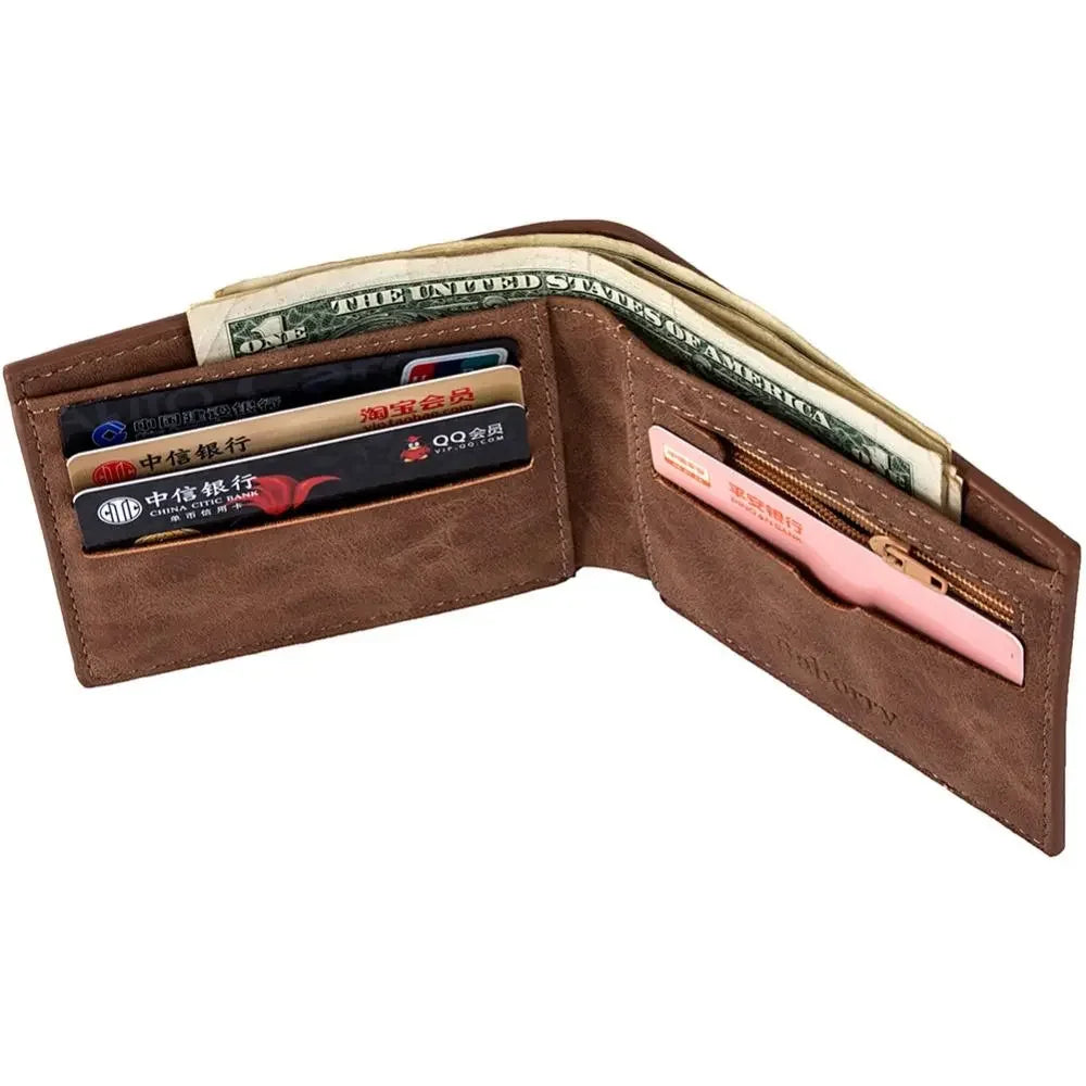 Men's Suede Wallet with Coin Bag Zipper Gentleman.Clothing