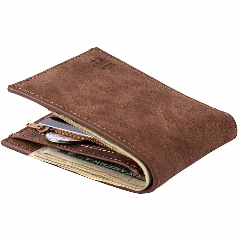 Men's Suede Wallet with Coin Bag Zipper Gentleman.Clothing