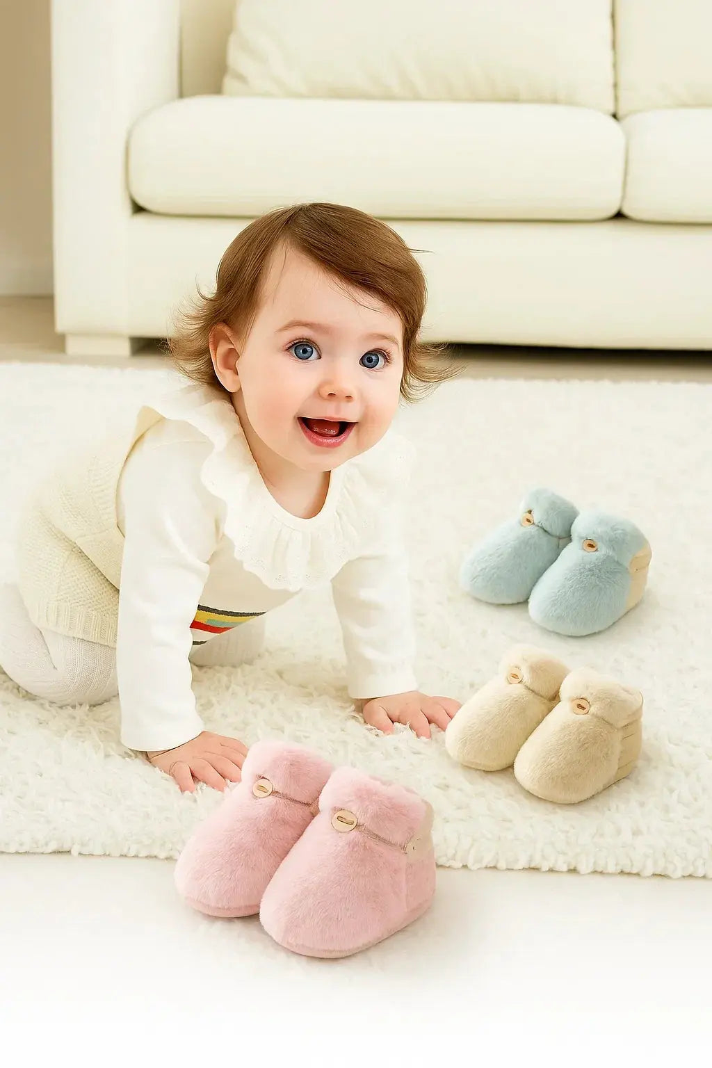 Newborn Baby Solid Color Plush Warm Shoes Outfits In Autumn & Winter MyKids-USA®