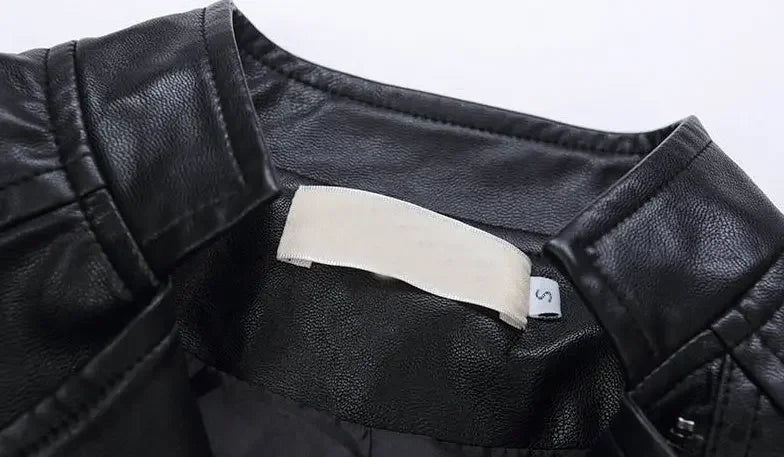 Motorcycle Leather Jacket Large Coat Woman Pi-Mart