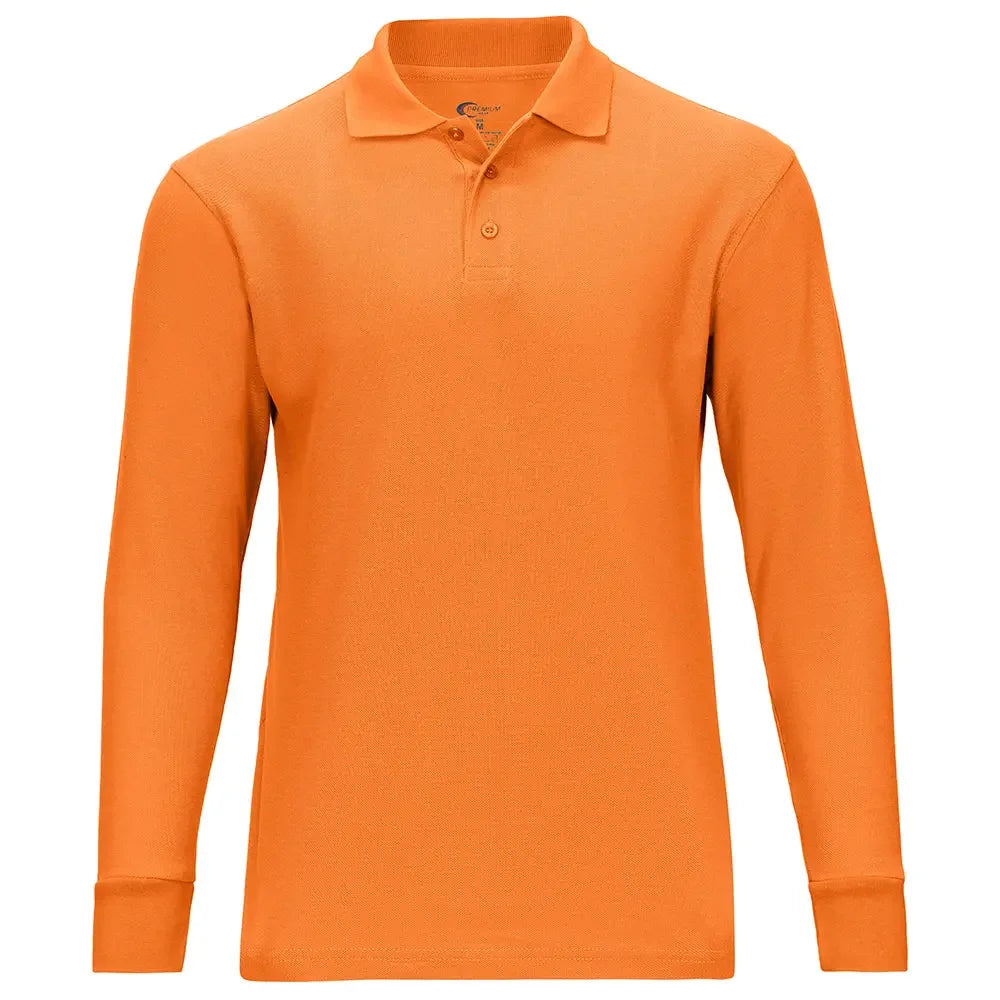 Men's Long Sleeve Pique Polo Shirt - Big Size Wholesale Bulk School Uniforms