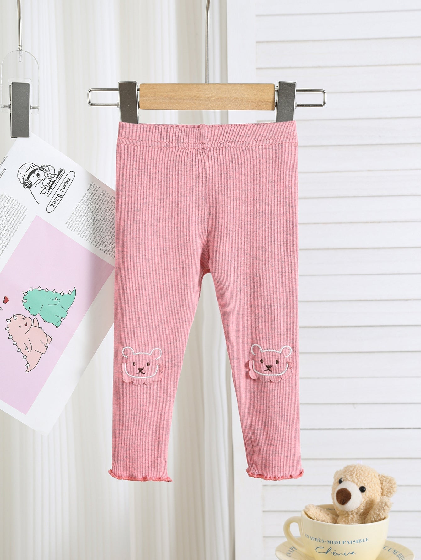 Autumn Arrival Elastic Baby Kids Girls Teddy Bear Pattern Cute Pants