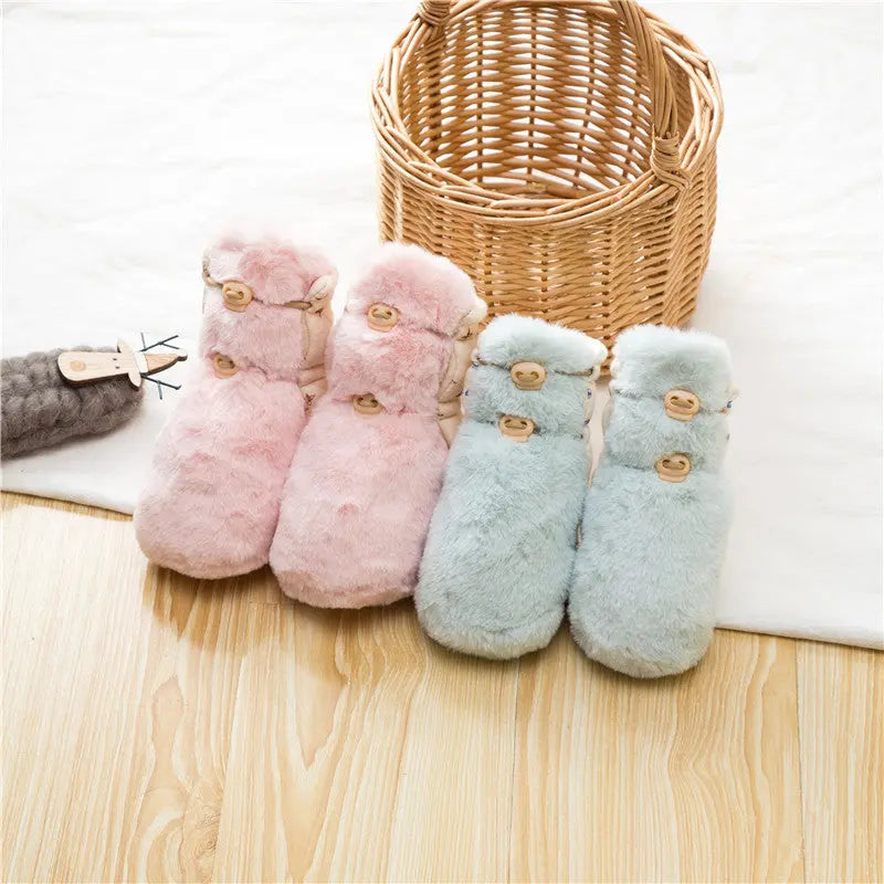 Newborn Baby Solid Color Plush Warm Shoes Outfits In Autumn & Winter MyKids-USA®