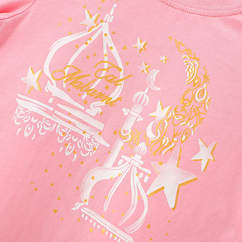 Spring and Autumn Girls Stars Pattern Long Sleeves Top and Pants Clothing Set