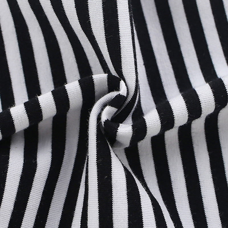 Autumn Arrival Baby Kids Girls Cartoon and Striped Pattern Casual Pants