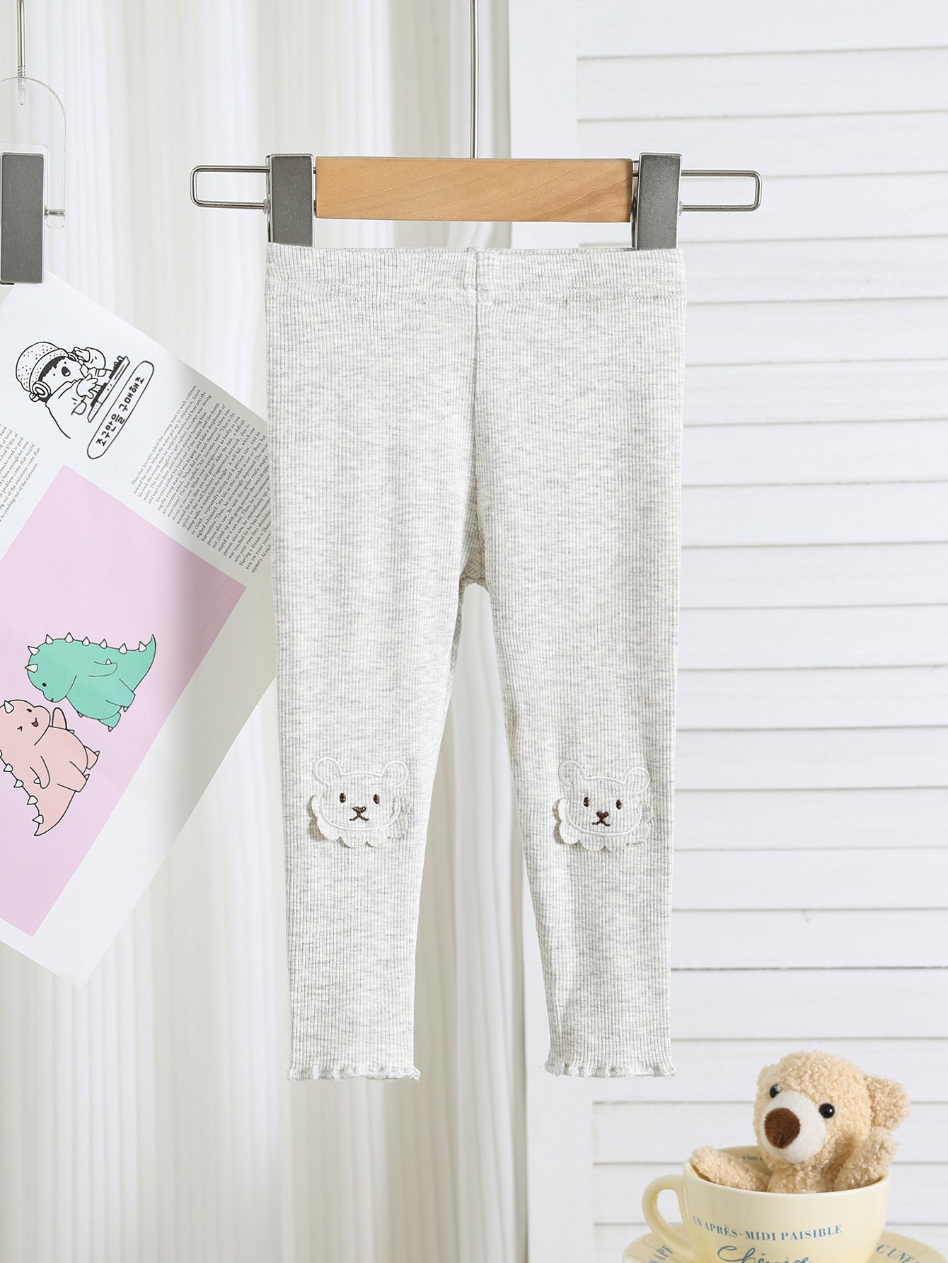 Autumn Arrival Elastic Baby Kids Girls Teddy Bear Pattern Cute Pants