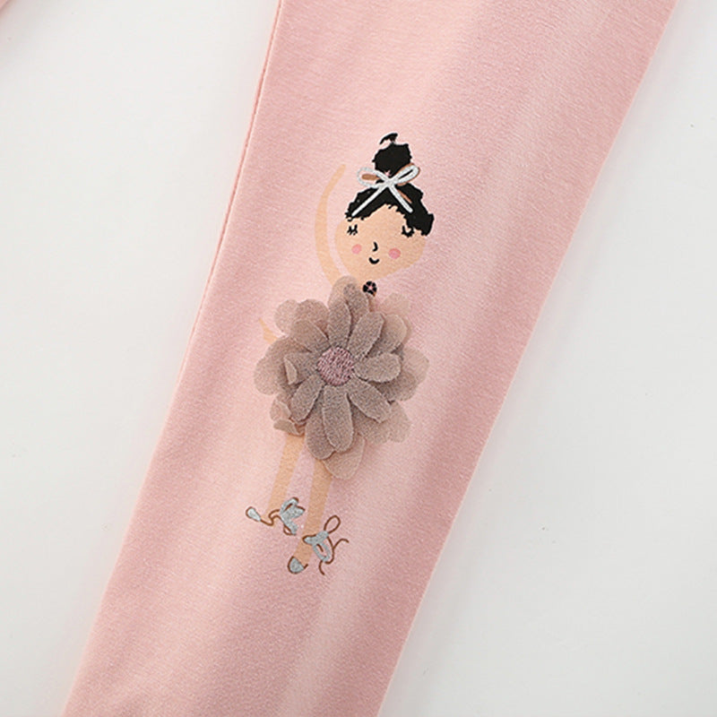 Autumn Arrival Baby Kids Girls Cartoon Pattern Cute Pants