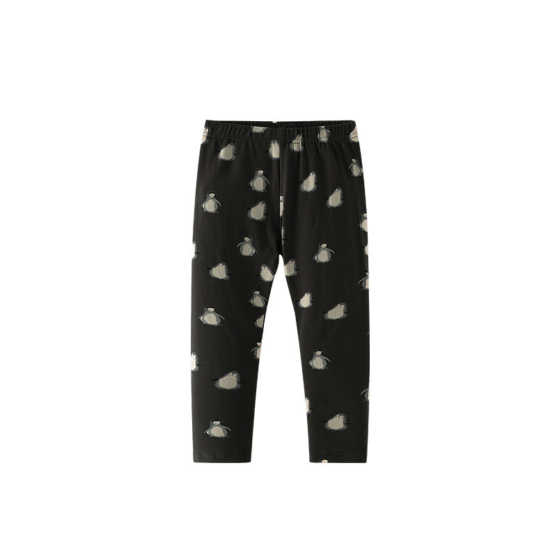 Autumn Arrival Baby Kids Girls Penguins Pattern Casual Pants