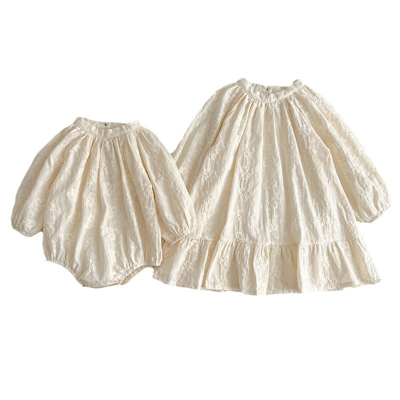 Simple Solid Floral Baby Round Neck Onesies OR Girls Dress