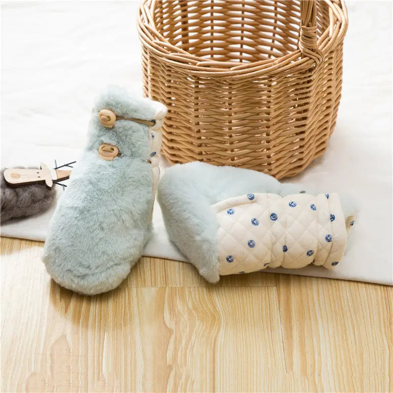 Newborn Baby Solid Color Plush Warm Shoes Outfits In Autumn & Winter MyKids-USA®