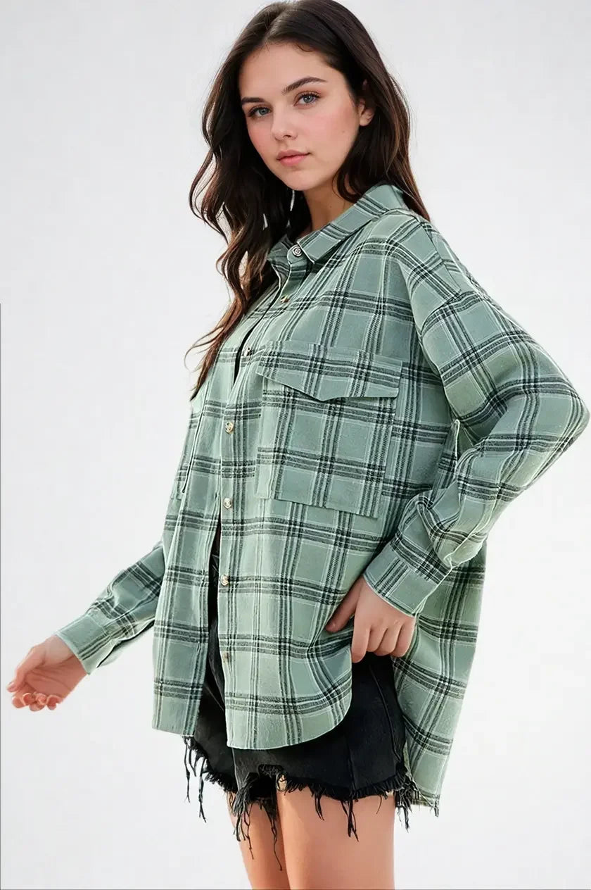 Plaid Serenity Shirt by FitKitty Culture™ Fitkitty Culture Athleisure Wear, Yoga Wear & Women's Clothing