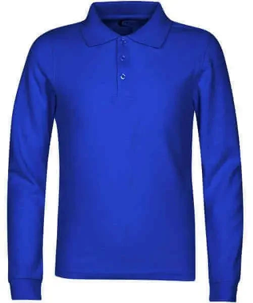 Men's Long Sleeve Pique Polo Shirt - Big Size Wholesale Bulk School Uniforms