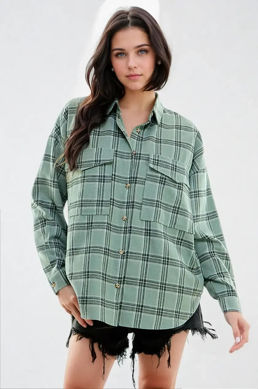 Plaid Serenity Shirt by FitKitty Culture™ Fitkitty Culture Athleisure Wear, Yoga Wear & Women's Clothing